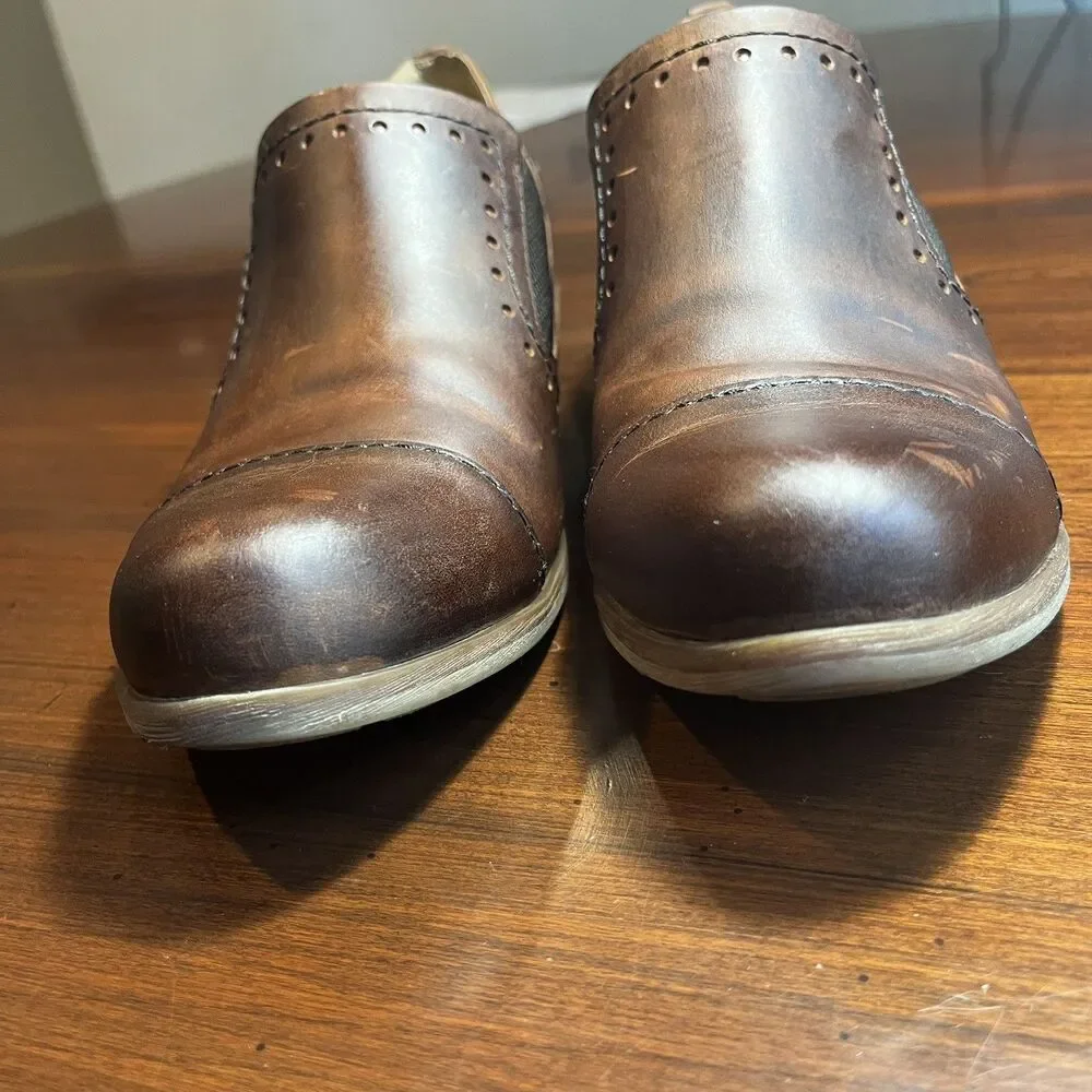 Korks Kork-Ease Gertrude Boots Slip-on Size 7.5 Brown Leather Western Distressed